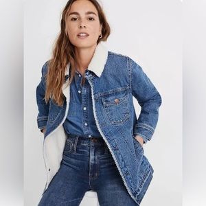 Madewell Jackets & Coats Madewell The Oversized Jean Jacket Donaway Wash Sherpa